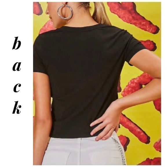 FOREVER 21 Cheetos Flamin’ Hot Black Crop Top (M) Chester Cheetah Tee Shirt F21 - Picture 4 of 8